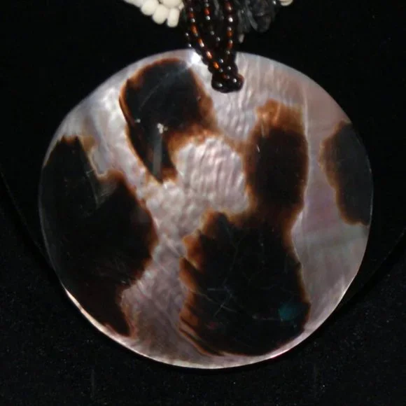 Handmade Round Blacklip M.O.P Tiger Necklace - Picture 2 of 4